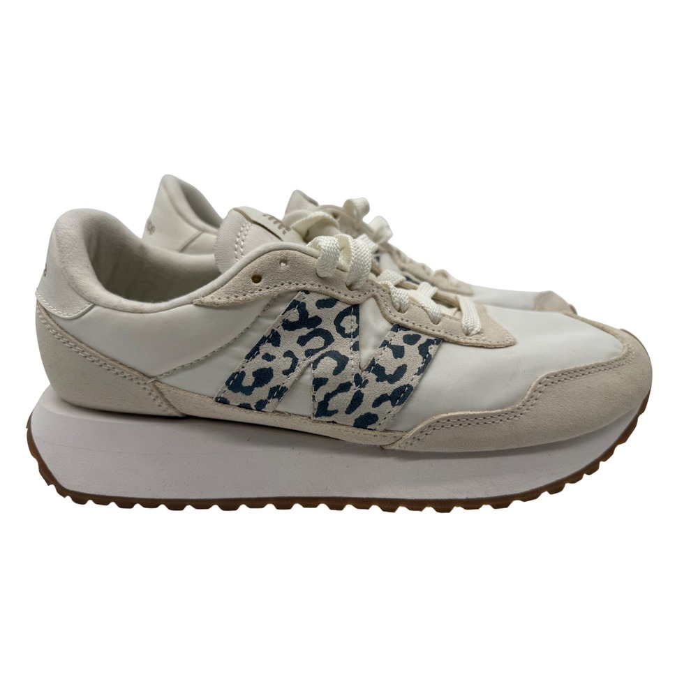 New Balance 237 Sneakers Womens 8.5 White Cream Excellent Leopard Print WS237PJ
